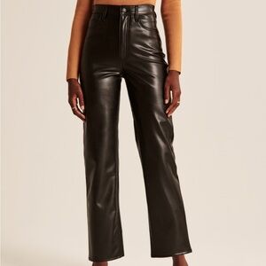 Abercrombie & Fitch Ultra High Rise Ankle Straight Black Faux Leather Pants